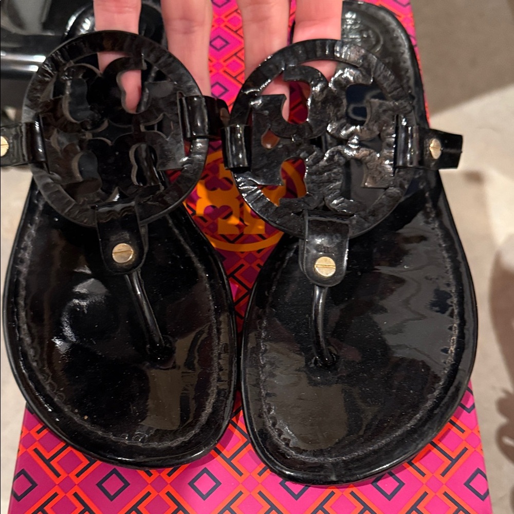 Tory Burch Black Patent Sandals
